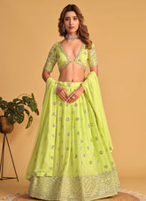 Charming Lehenga Choli of Georgette in Neon